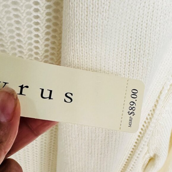 🤩Sz S Womens Knit Cardigan Cyrus Lightweight mesh Open Front Long Sleeves ivory - Picture 6 of 7
